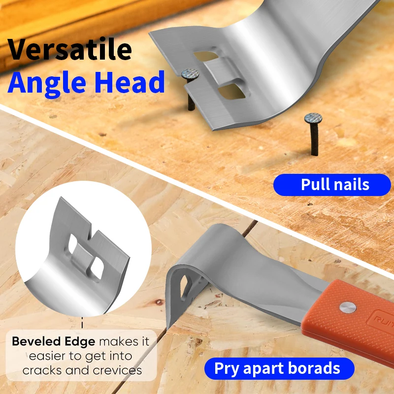 Pry Bar Stainless Steel Nut Crowbar with M4-M6 Hexagon Socket and Wrench Angle Head Nail Puller for prying lifting Pry Bar Stainless Steel Nut Crowbar with M4-M6 Hexagon Socket and Wrench Angle Head Nail Puller for prying lifting