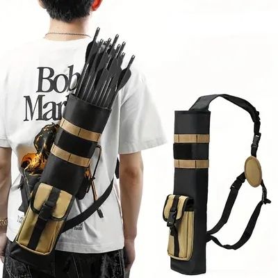 Pskook archery Lightweight Back Arrow quiver Dual Use Foldable Compact Hip Arrows Bag with Molle System Pocket Hanged