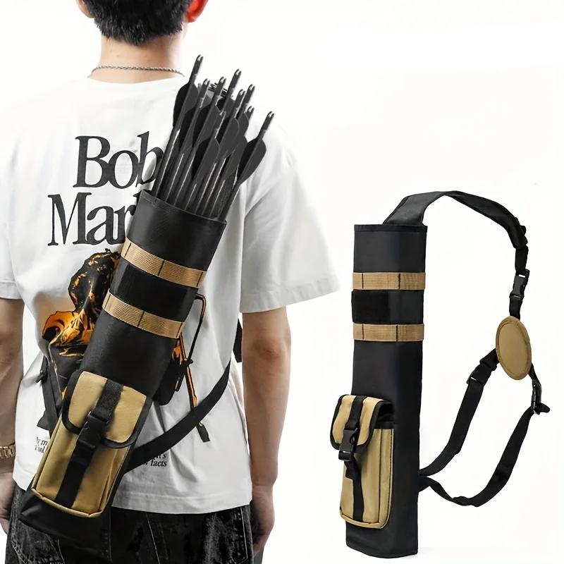 Pskook archery Lightweight Back Arrow quiver Dual Use Foldable Compact Hip Arrows Bag with Molle System Pocket Hanged