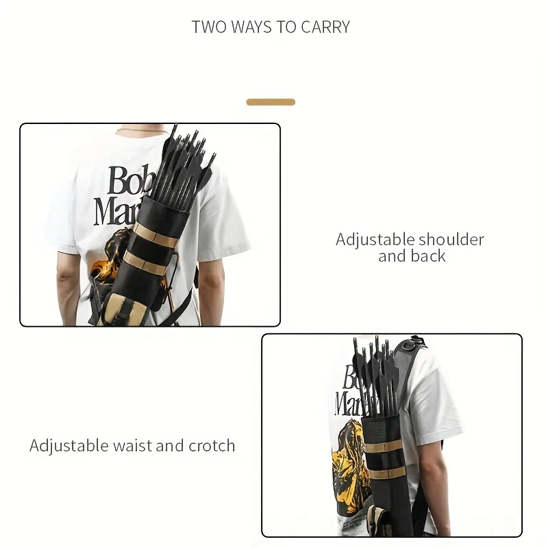 Pskook archery Lightweight Back Arrow quiver Dual Use Foldable Compact Hip Arrows Bag with Molle System Pocket Hanged