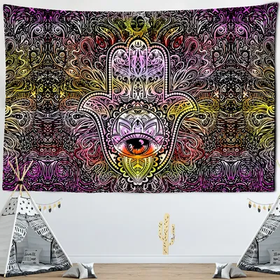 Psychedelic Hanging Hamsa Tapestry Psychedelic Hanging Hamsa Tapestry