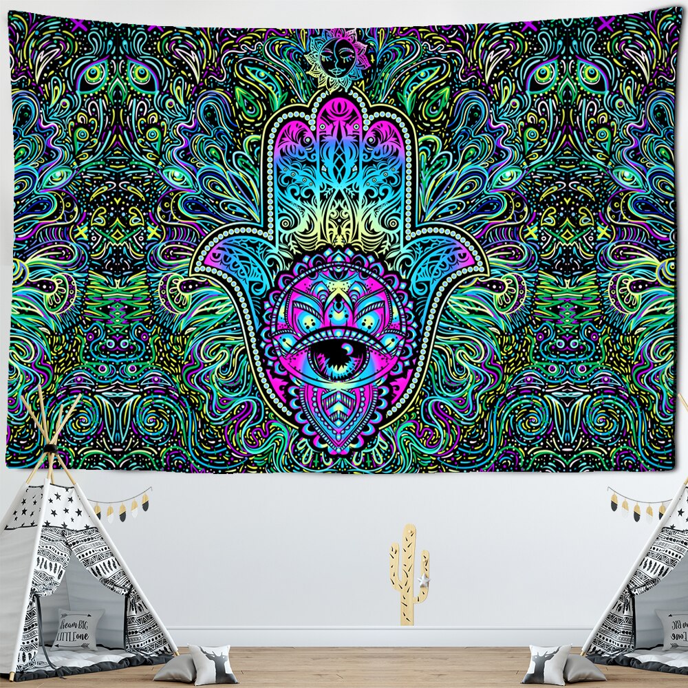Psychedelic Hanging Hamsa Tapestry Psychedelic Hanging Hamsa Tapestry