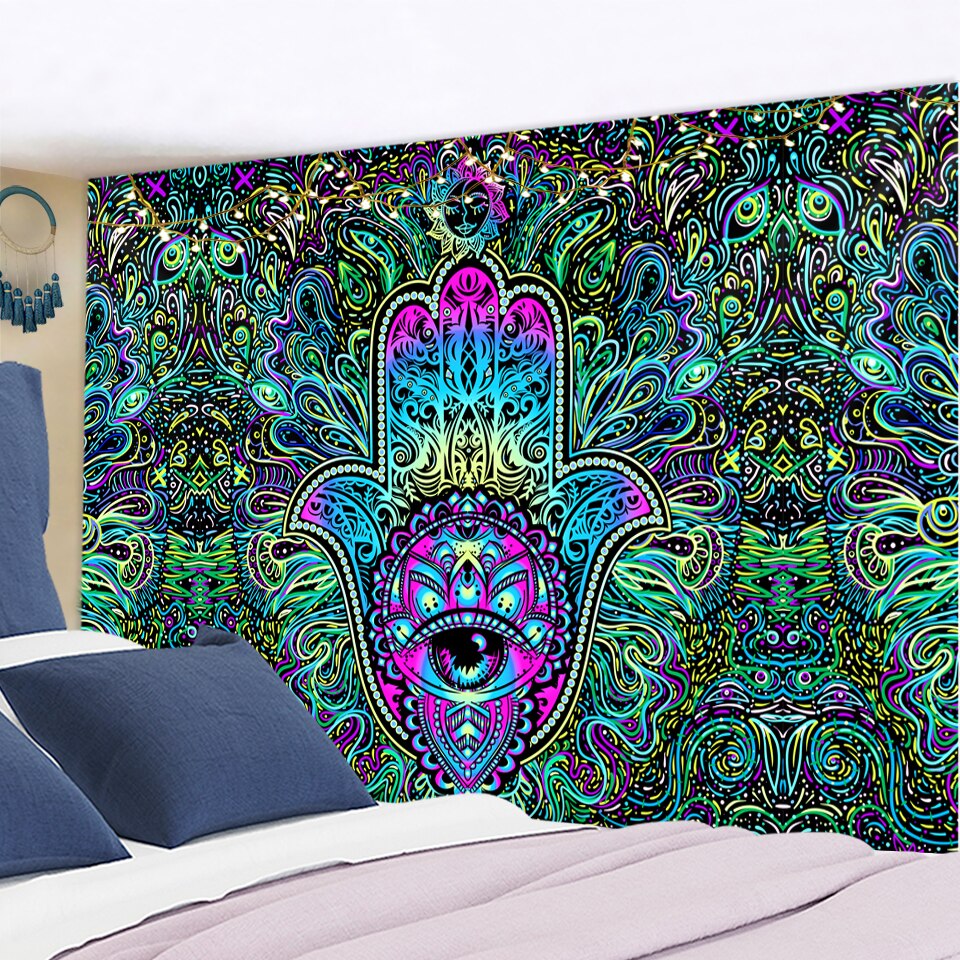 Psychedelic Hanging Hamsa Tapestry Psychedelic Hanging Hamsa Tapestry