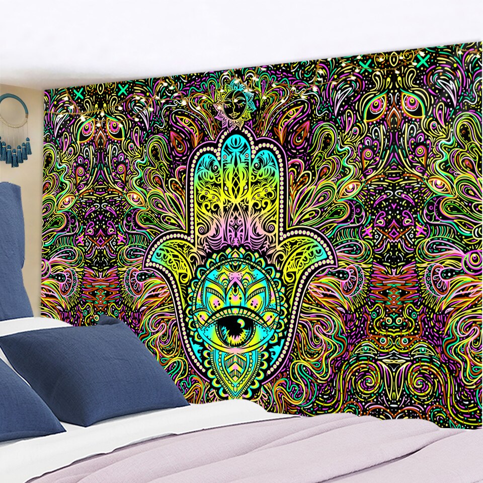 Psychedelic Hanging Hamsa Tapestry Psychedelic Hanging Hamsa Tapestry