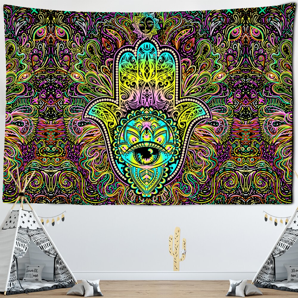 Psychedelic Hanging Hamsa Tapestry Psychedelic Hanging Hamsa Tapestry