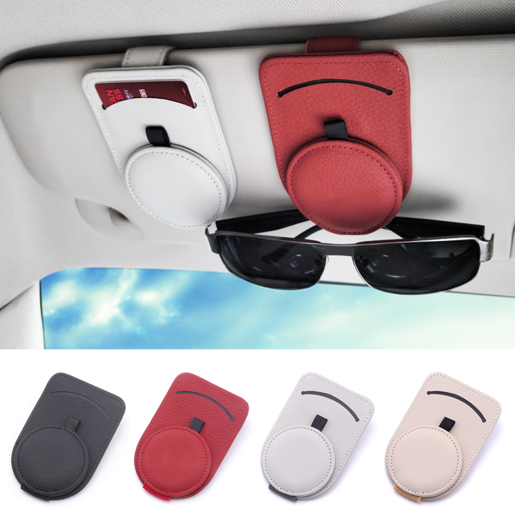 PU Leather Car Visor Sunglass Holder