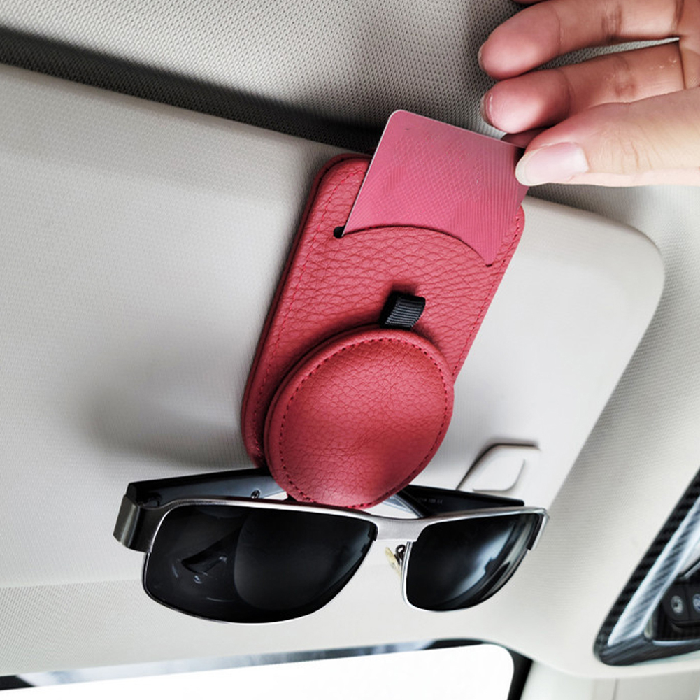 PU Leather Car Visor Sunglass Holder