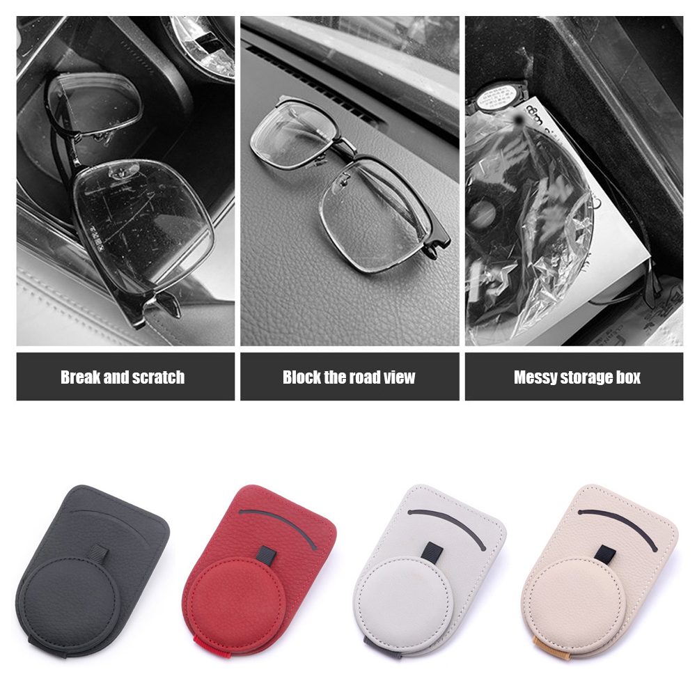 PU Leather Car Visor Sunglass Holder