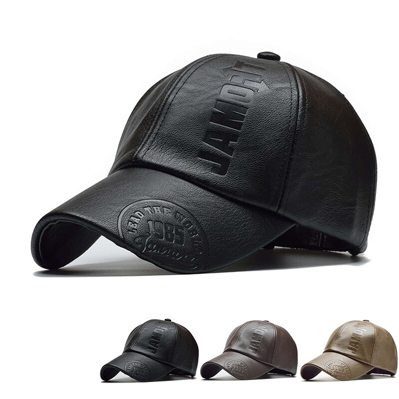 PU Leather Letter Printing Baseball Caps Spring and Autumn Outdoor Adjustable Casual Hats Sunscreen Hat