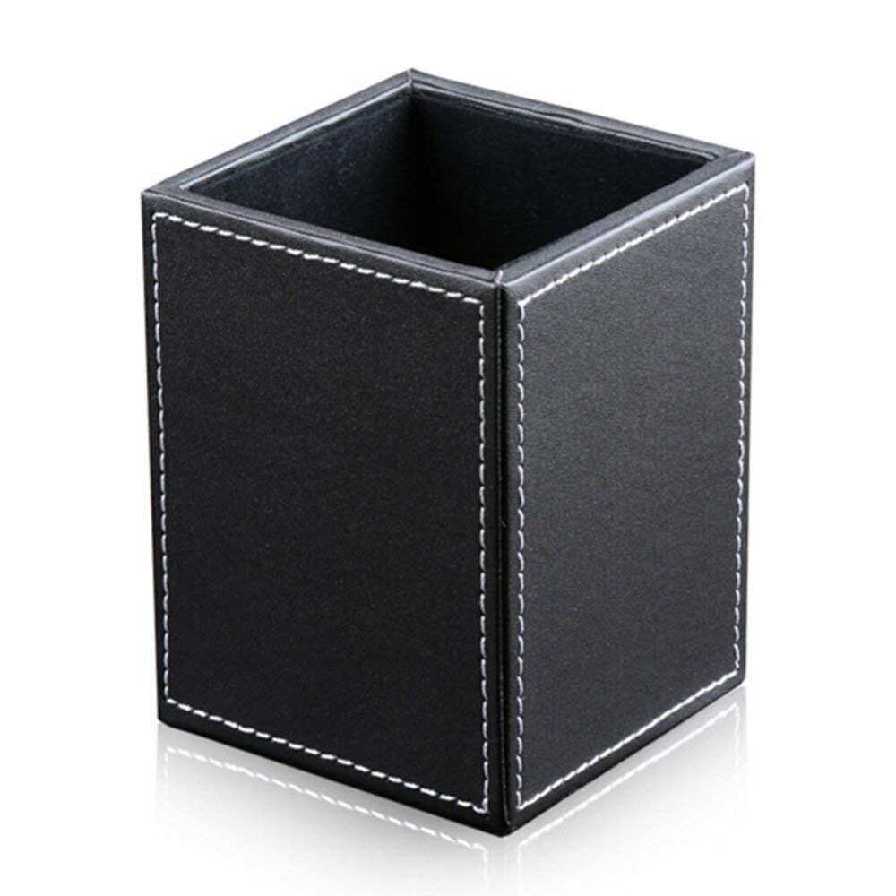PU Leather Pencil Cup Desk Organizer