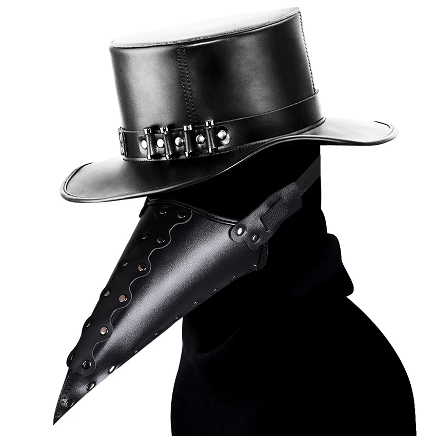 PU Leather Plague Doctor Mask Scary Steampunk Halloween Cosplay Gothic Festival Funny Face Props Carnival Masquerade PU Leather Plague Doctor Mask Scary Steampunk Halloween Cosplay Gothic Festival Funny Face Props Carnival Masquerade