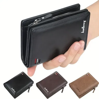 PU Leather Wallet with Zipper Men PU Leather Short Wallet With Zipper Coin Pocket Vintage Big Capacity Male Short Money