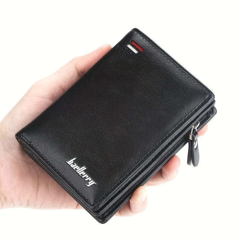 PU Leather Wallet with Zipper Men PU Leather Short Wallet With Zipper Coin Pocket Vintage Big Capacity Male Short Money