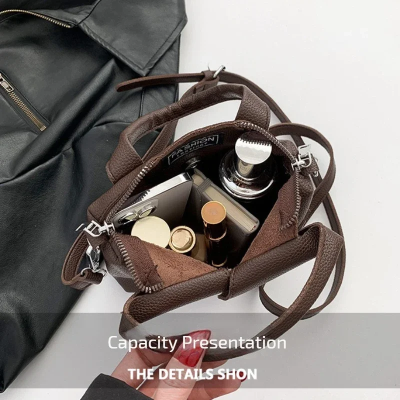 PU Square Compact Shoulder and Crossbody Bags Zipper Unique Design High Quality Hand Bags for Women