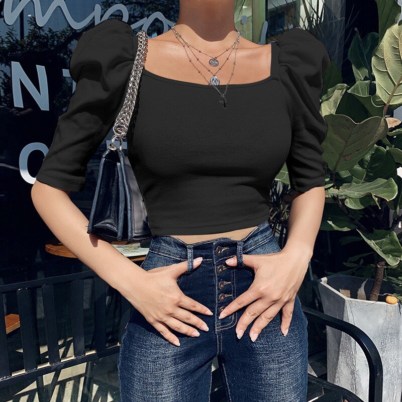 Puffed Sleeve Blouse Square Neck Top Puffed Sleeve Blouse Square Neck Top