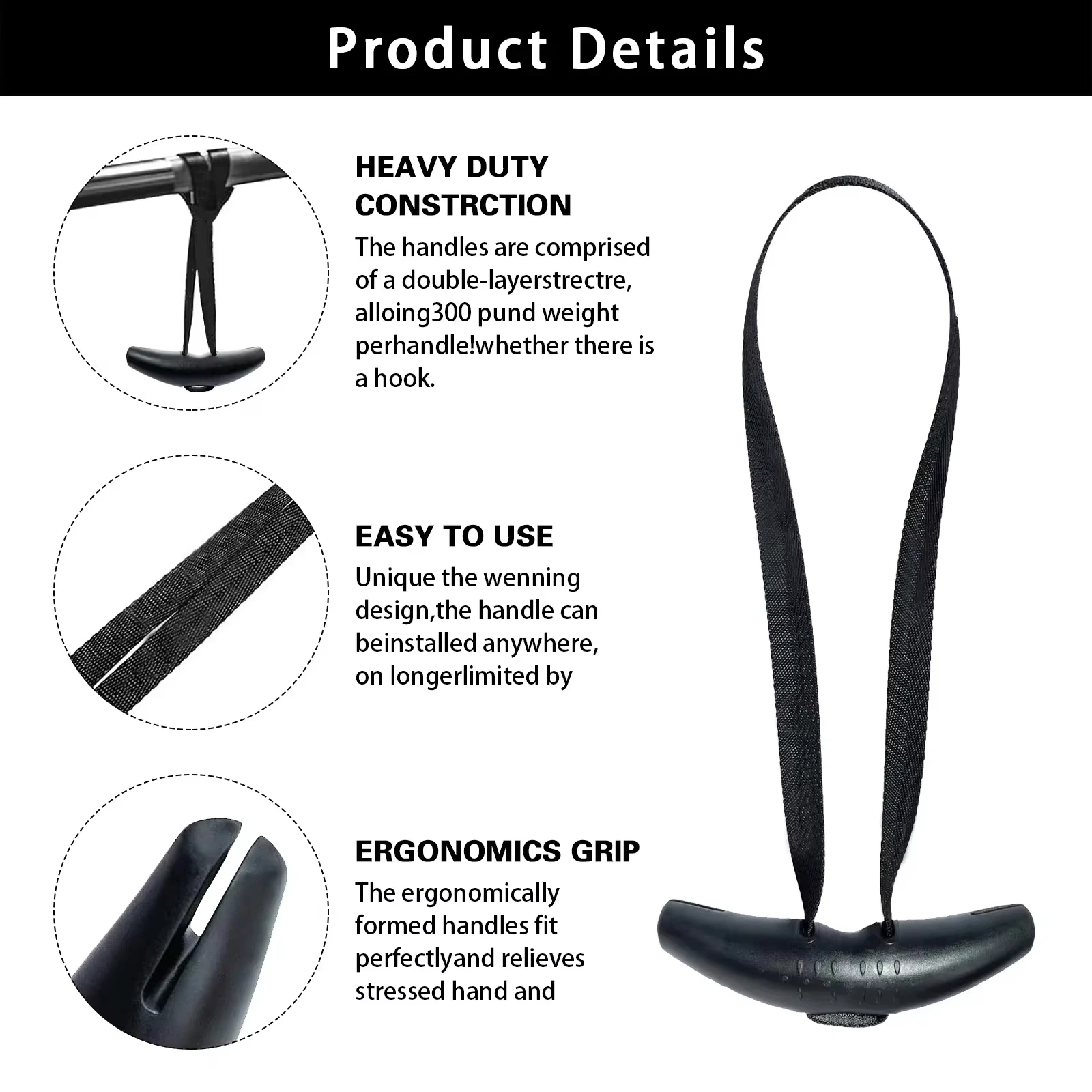 Pull Up Handles Rubber Neutral Grip Heavy Duty Cable Machine Handles Weight-lifting Multifunction Gym Equipment for Gym