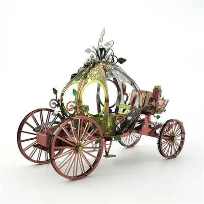 Pumpkin Car Cinderella Carriage Princess Fairy Tale 3D Metal Puzzles Model Kits Laser Cut Jigsaw Adults Collection