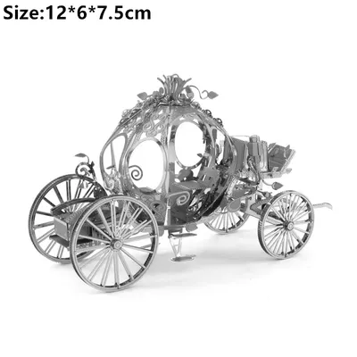 Pumpkin Car Cinderella Carriage Princess Fairy Tale 3D Metal Puzzles Model Kits Laser Cut Jigsaw Adults Collection