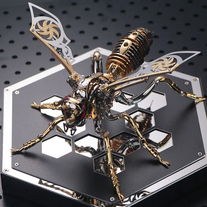 Punk 3D Wasp Stainless Steel Model Adult Assembly Kit Anti-Stress Metal Mechanical Insect Animal Toys Christmas Gift