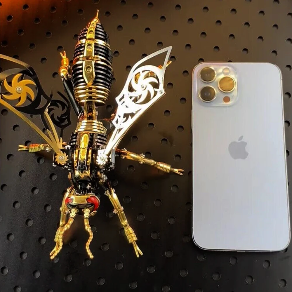 Punk 3D Wasp Stainless Steel Model Adult Assembly Kit Anti-Stress Metal Mechanical Insect Animal Toys Christmas Gift