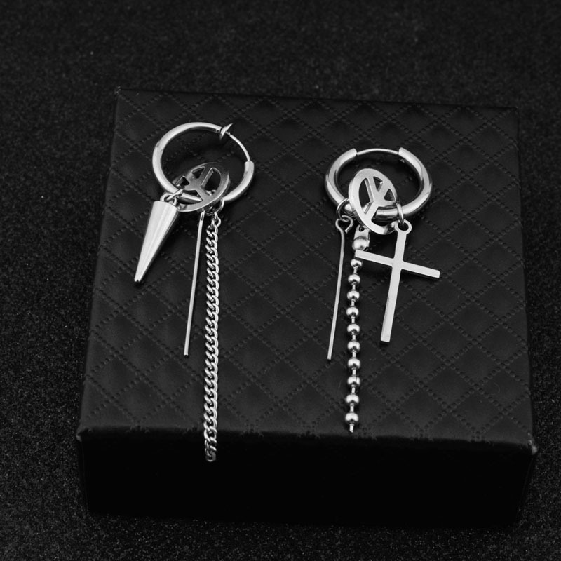 Punk Earring Unisex Single Spike Stainless Steel Cross Stud Earring Guys Jewelry Rock Hip Hop Grunge Punk Dagger Ear Punk Earring Unisex Single Spike Stainless Steel Cross Stud Earring Guys Jewelry Rock Hip Hop Grunge Punk Dagger Ear