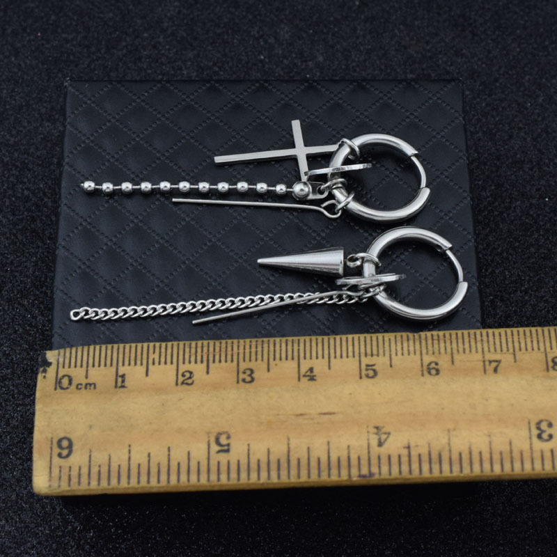 Punk Earring Unisex Single Spike Stainless Steel Cross Stud Earring Guys Jewelry Rock Hip Hop Grunge Punk Dagger Ear Punk Earring Unisex Single Spike Stainless Steel Cross Stud Earring Guys Jewelry Rock Hip Hop Grunge Punk Dagger Ear