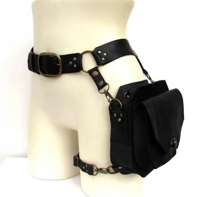 Punk Retro PU Waist Bag Casual Small Square Hip Packs For women's Crossbody Cross Multi-function Outdoor Leg Phone Pouch Punk Retro PU Waist Bag Casual Small Square Hip Packs For women's Crossbody Cross Multi-function Outdoor Leg Phone Pouch