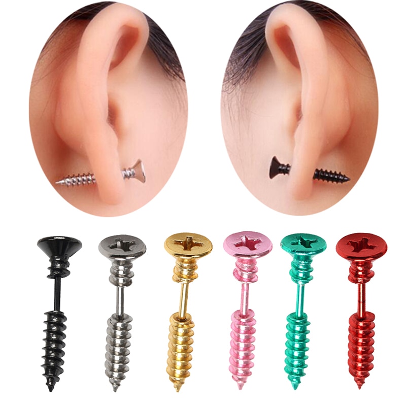 Punk Rock Stainless Screw Earrings (5pcs) Punk Rock Stainless Screw Earrings (5pcs)