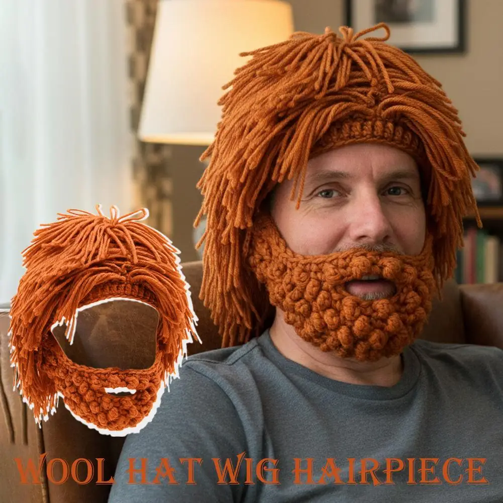 Punk-style Knitted Cap Funny Wig Beard Knitted Hats Hobo Mad Scientist Hip Hop Handmade Knit Warm Winter Cap Beanies Hat Punk-style Knitted Cap Funny Wig Beard Knitted Hats Hobo Mad Scientist Hip Hop Handmade Knit Warm Winter Cap Beanies Hat