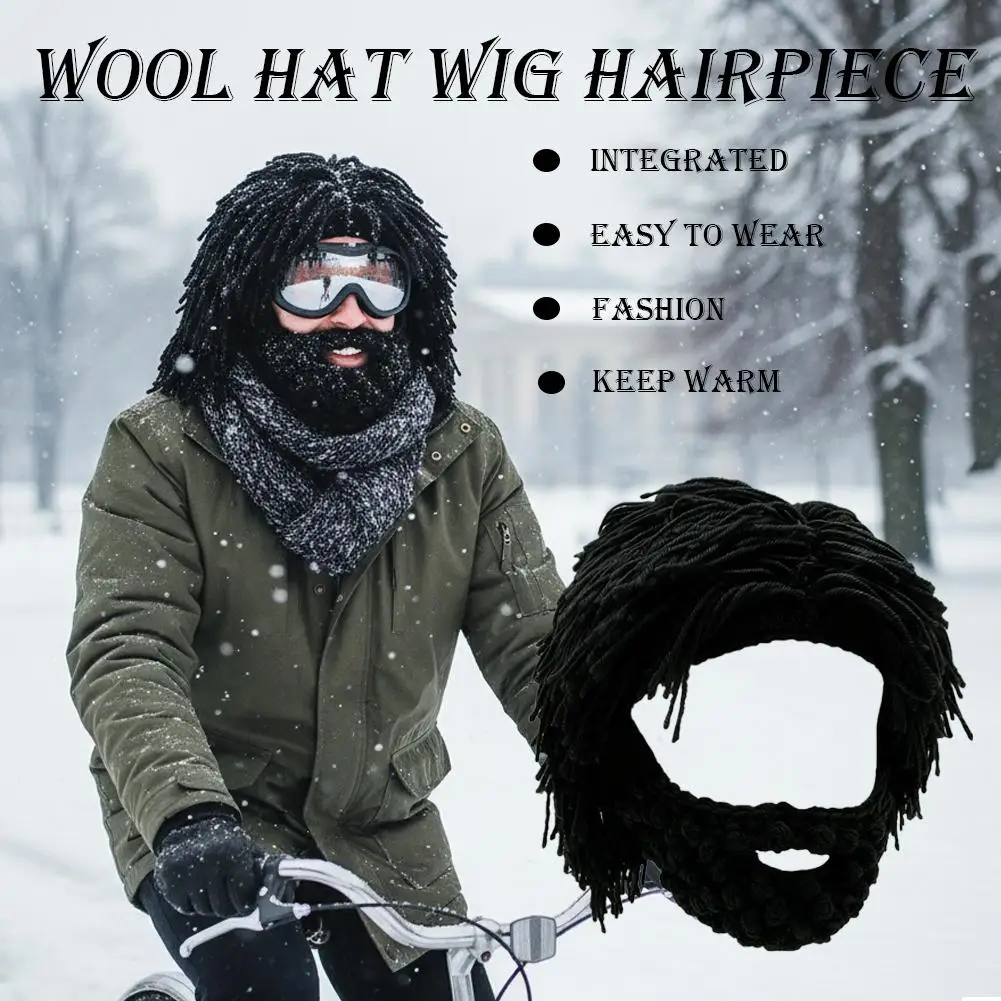 Punk-style Knitted Cap Funny Wig Beard Knitted Hats Hobo Mad Scientist Hip Hop Handmade Knit Warm Winter Cap Beanies Hat Punk-style Knitted Cap Funny Wig Beard Knitted Hats Hobo Mad Scientist Hip Hop Handmade Knit Warm Winter Cap Beanies Hat