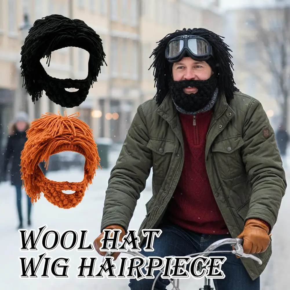 Punk-style Knitted Cap Funny Wig Beard Knitted Hats Hobo Mad Scientist Hip Hop Handmade Knit Warm Winter Cap Beanies Hat Punk-style Knitted Cap Funny Wig Beard Knitted Hats Hobo Mad Scientist Hip Hop Handmade Knit Warm Winter Cap Beanies Hat