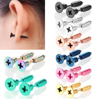 Punk Style Screw Stud Earrings (2 pcs) Punk Style Screw Stud Earrings (2 pcs)