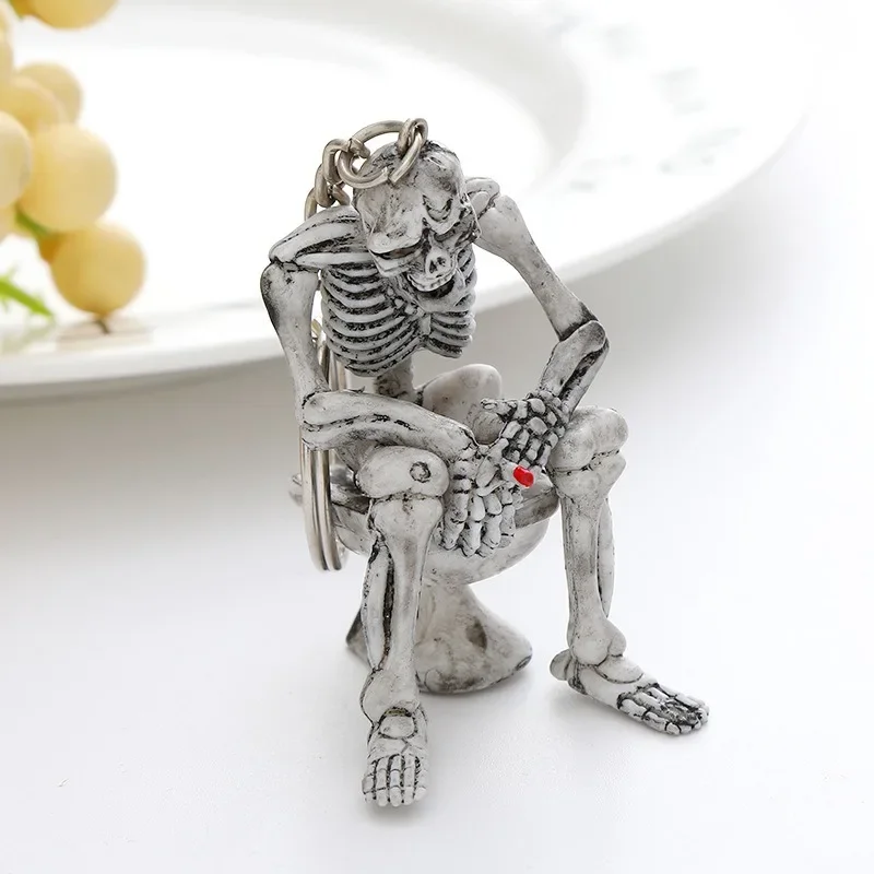 Punk Toilet Ghost Creative Keychain Personalized Skeleton Sitting on Toilet Retro Car Key Pendant Spoof Gift Accessories Punk Toilet Ghost Creative Keychain Personalized Skeleton Sitting on Toilet Retro Car Key Pendant Spoof Gift Accessories