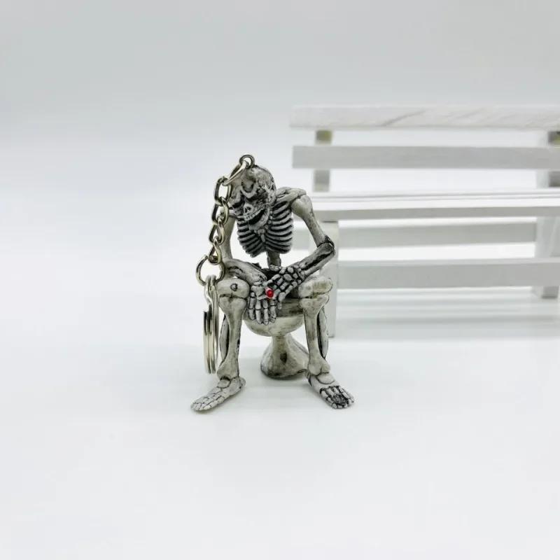 Punk Toilet Ghost Creative Keychain Personalized Skeleton Sitting on Toilet Retro Car Key Pendant Spoof Gift Accessories Punk Toilet Ghost Creative Keychain Personalized Skeleton Sitting on Toilet Retro Car Key Pendant Spoof Gift Accessories