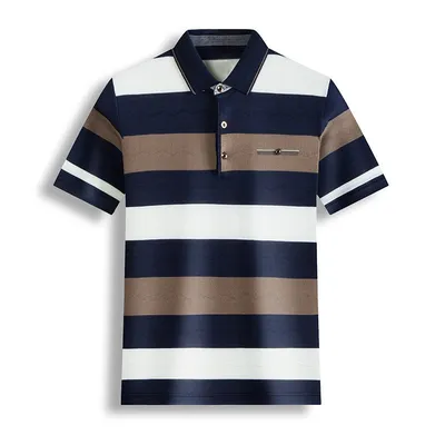 Pure Cotton Men Striped Polo Shirt Pure Cotton Men Striped Polo Shirt