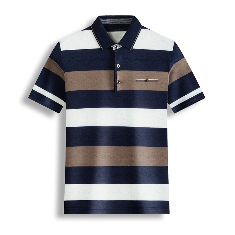 Pure Cotton Men Striped Polo Shirt Pure Cotton Men Striped Polo Shirt