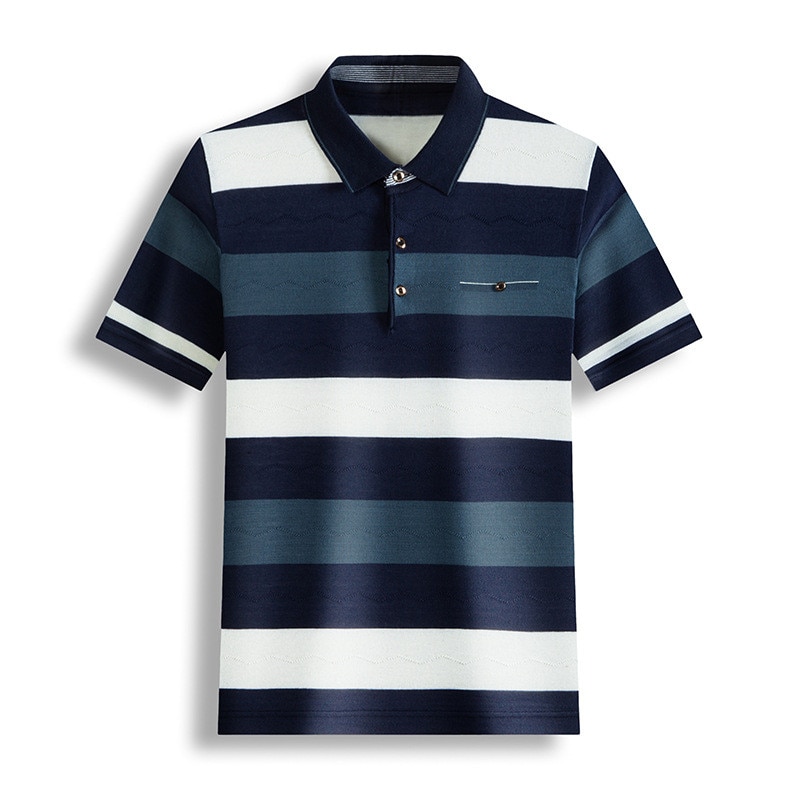 Pure Cotton Men Striped Polo Shirt Pure Cotton Men Striped Polo Shirt