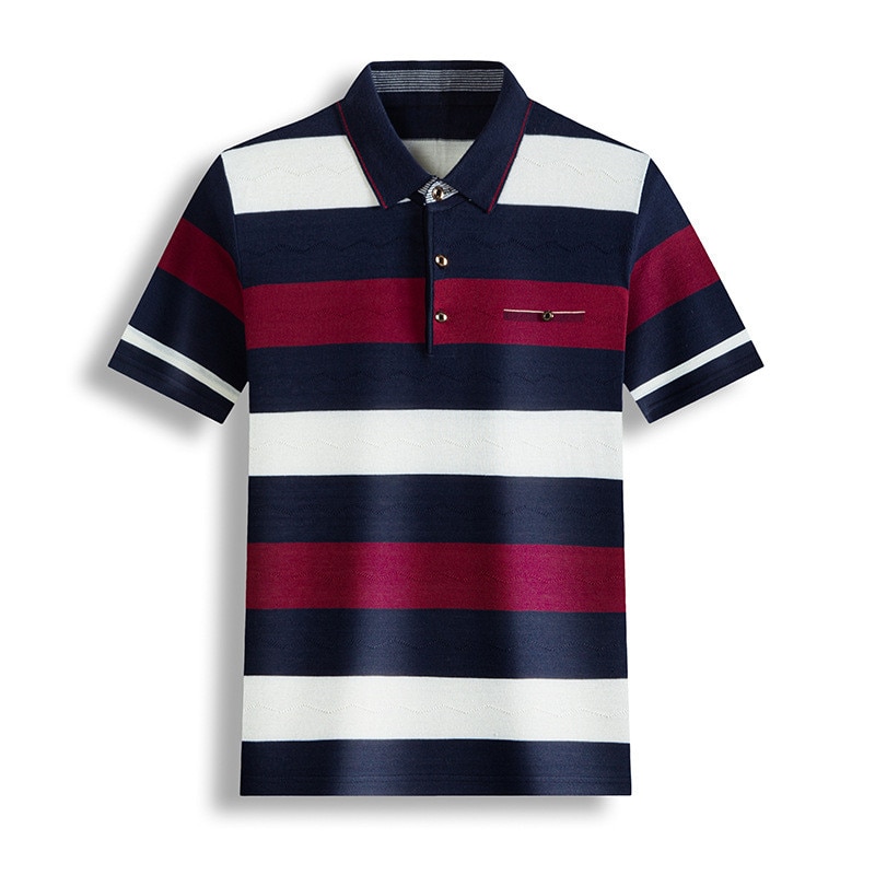 Pure Cotton Men Striped Polo Shirt Pure Cotton Men Striped Polo Shirt