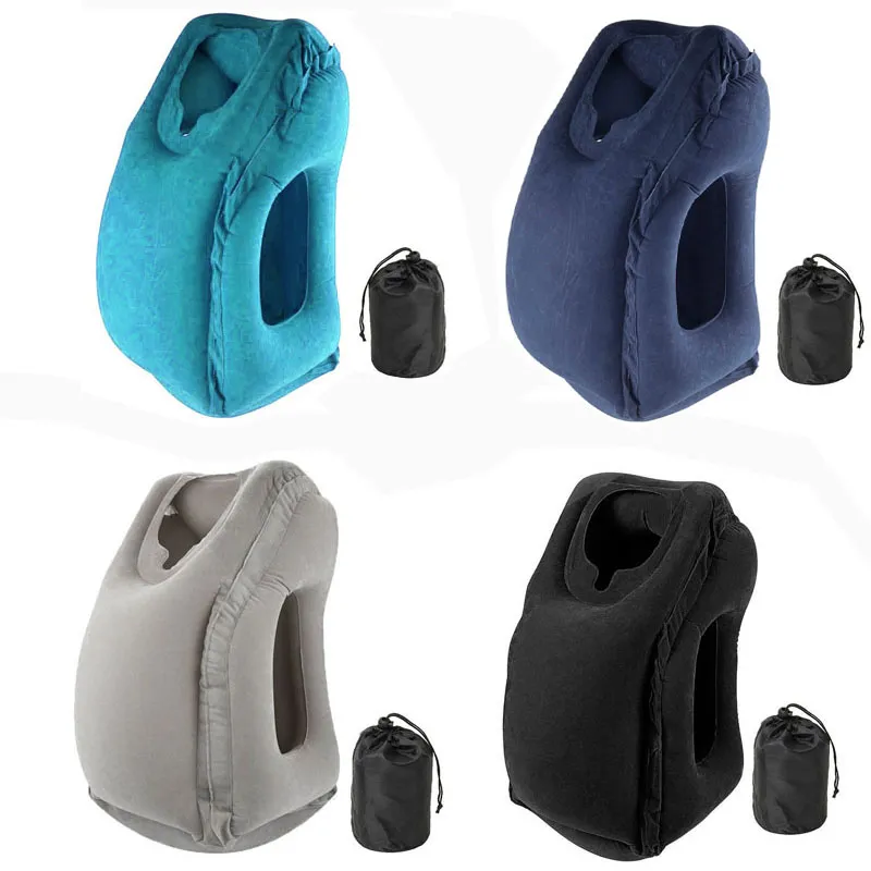 PVC Inflatable Air Travel Pillow Portable Headrest Chin Support Cushions for Airplane Plane Car Office Rest Neck Nap