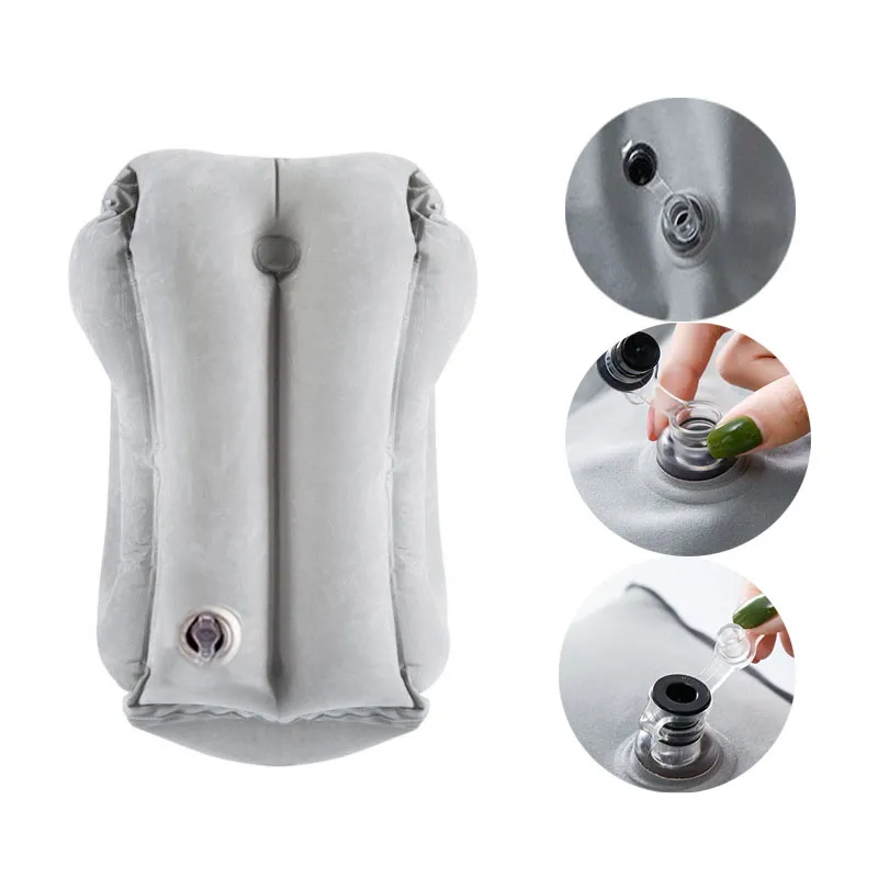 PVC Inflatable Air Travel Pillow Portable Headrest Chin Support Cushions for Airplane Plane Car Office Rest Neck Nap