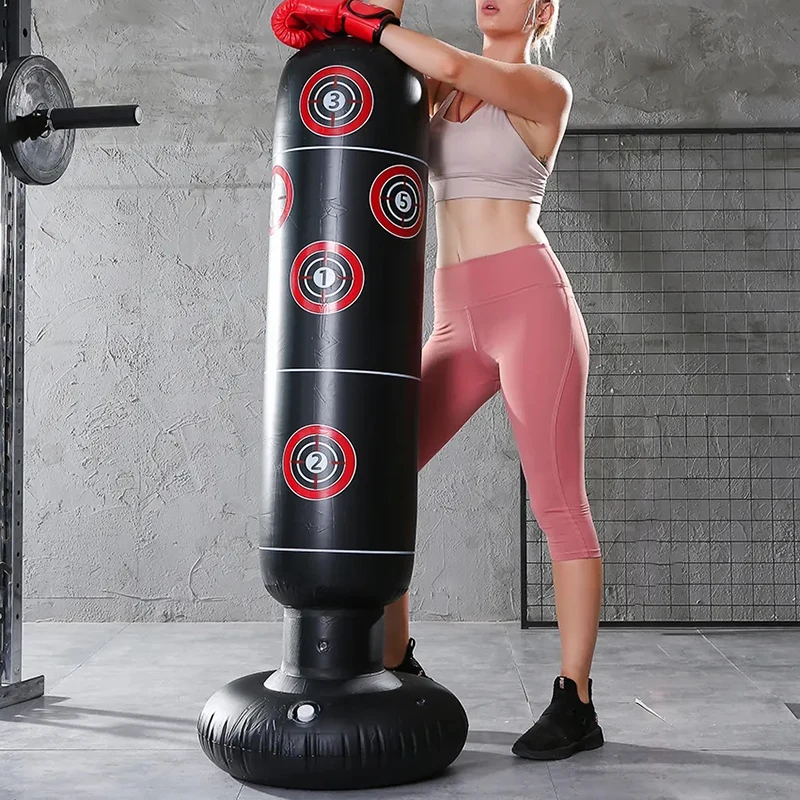 PVC Punching Bag Inflatable Boxing Bag Adults Kids Tumbler Sandbag Boxing Training Stress Relieving Sandbag