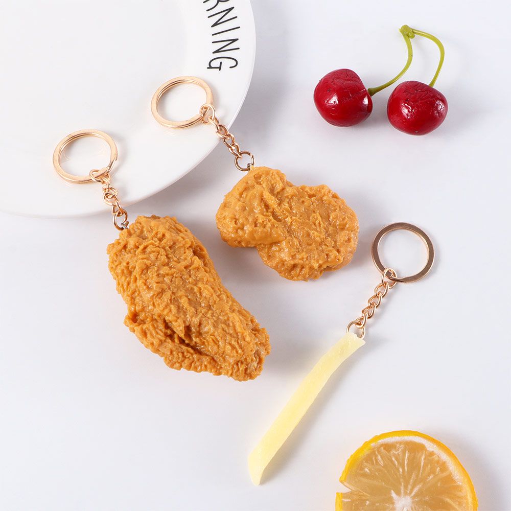 PVC Realistic Fried Chicken Keychain PVC Realistic Fried Chicken Keychain