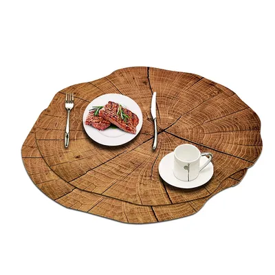 PVC Round Wooden Placemats (2pcs)