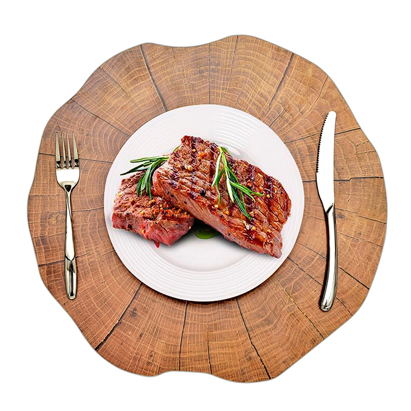 PVC Round Wooden Placemats (2pcs)