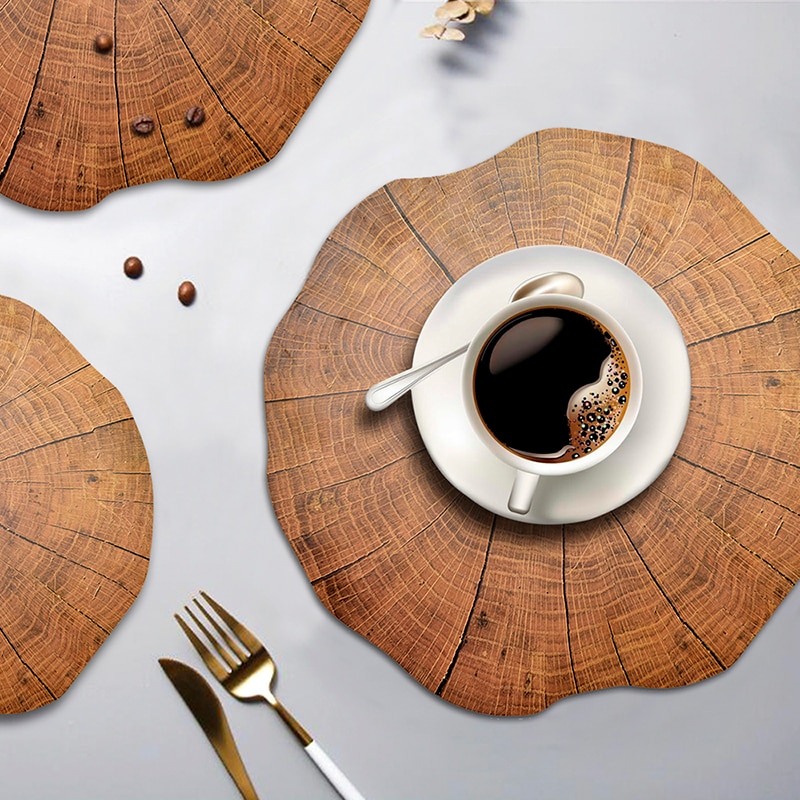 PVC Round Wooden Placemats (2pcs)