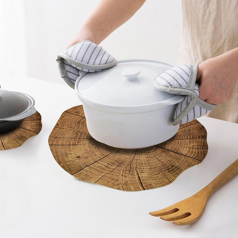 PVC Round Wooden Placemats (2pcs)