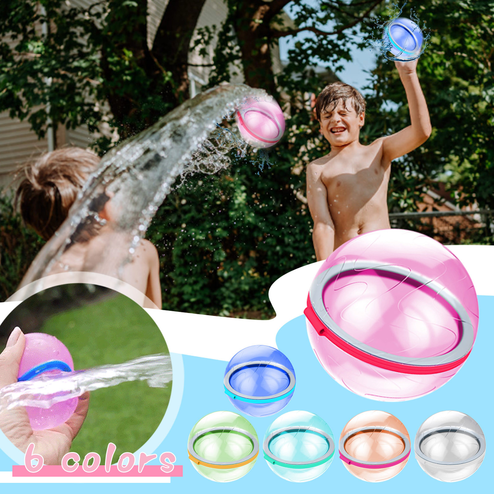 Quick Fill Reusable Water Balloons (6Pcs) Quick Fill Reusable Water Balloons (6Pcs)