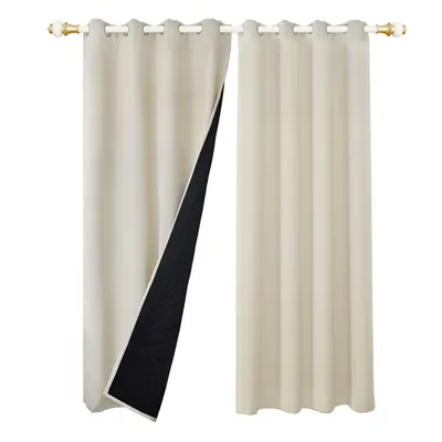 Quilted 100% Blackout Curtains for Living Room Heavy Duty Window Drapes Bedroom Winter Thick Thermal Curtains Eyelets Quilted 100% Blackout Curtains for Living Room Heavy Duty Window Drapes Bedroom Winter Thick Thermal Curtains Eyelets