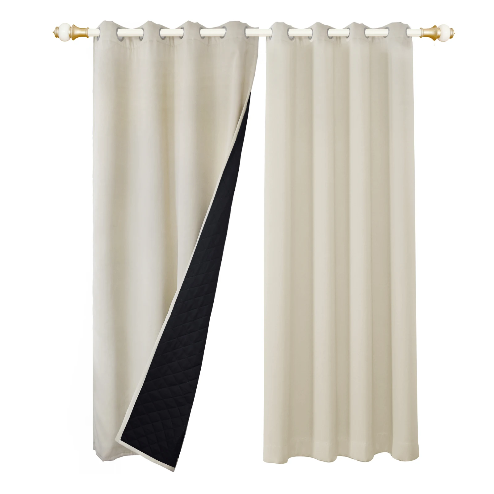 Quilted 100% Blackout Curtains for Living Room Heavy Duty Window Drapes Bedroom Winter Thick Thermal Curtains Eyelets Quilted 100% Blackout Curtains for Living Room Heavy Duty Window Drapes Bedroom Winter Thick Thermal Curtains Eyelets