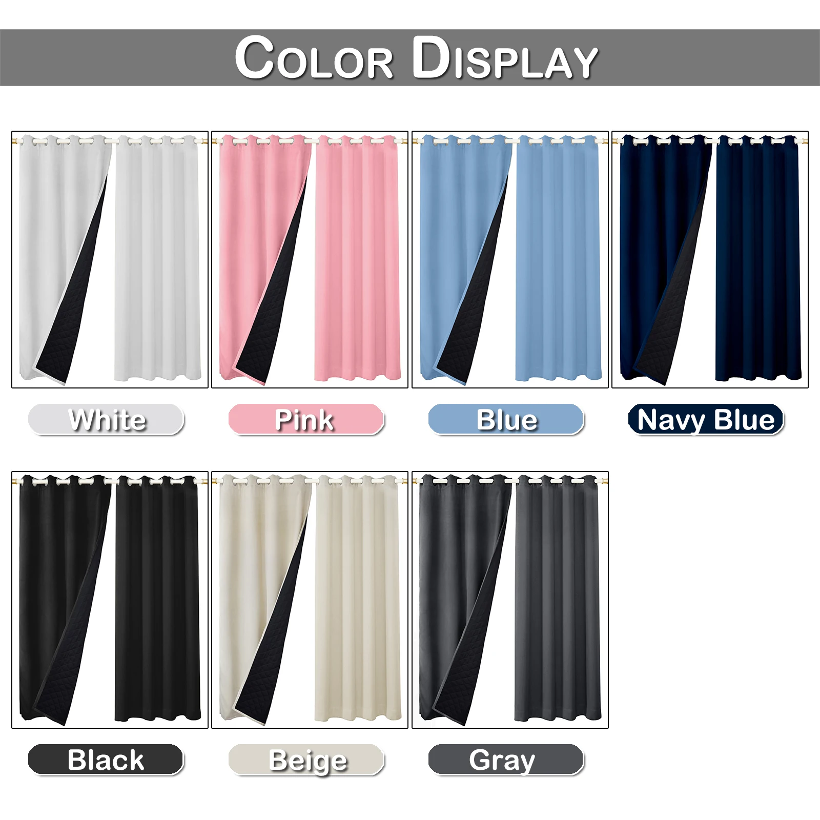 Quilted 100% Blackout Curtains for Living Room Heavy Duty Window Drapes Bedroom Winter Thick Thermal Curtains Eyelets Quilted 100% Blackout Curtains for Living Room Heavy Duty Window Drapes Bedroom Winter Thick Thermal Curtains Eyelets